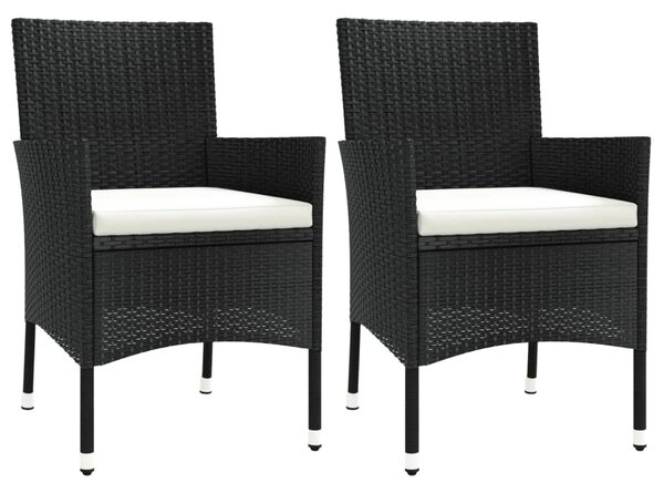 2 db fekete polyrattan kerti szék párnákkal (csak Egyesült Királyság/Írország/FI/NO)