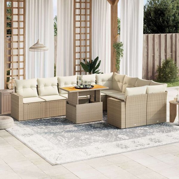 VidaXL Polyrattan Kerti Ülőgarnitúra - 10 részes - Bézs