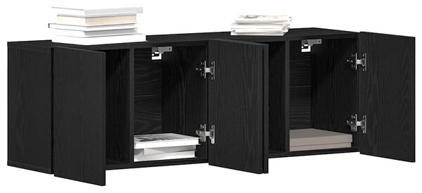 2 db fekete tölgyfa TV-szekrény 120 x 30 x 41 cm