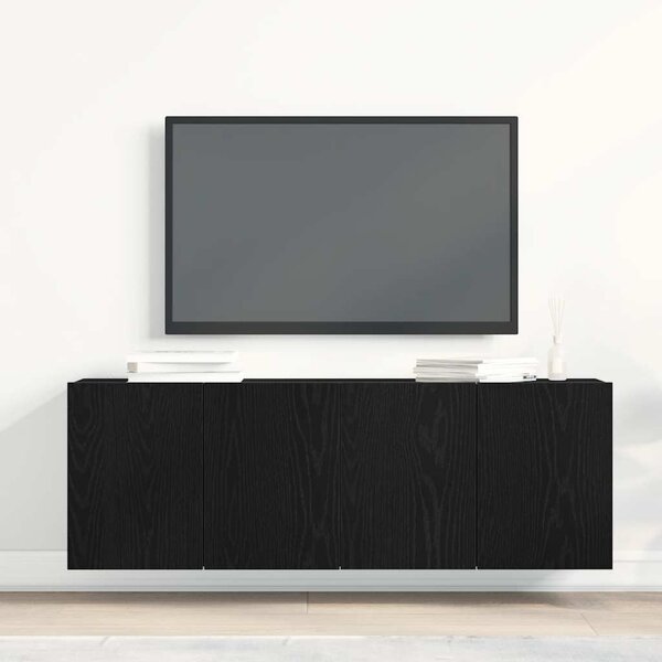 2 db fekete tölgyfa TV-szekrény 120 x 30 x 41 cm