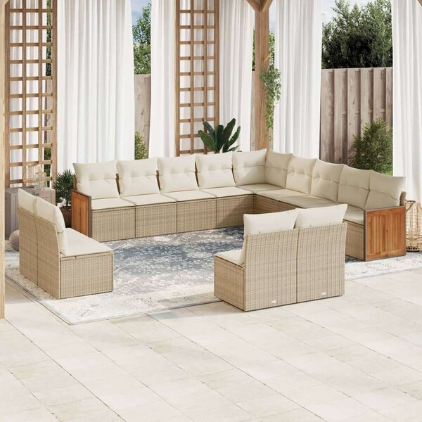 VidaXL Polyrattan Kerti Ülőgarnitúra - 13 részes - Bézs