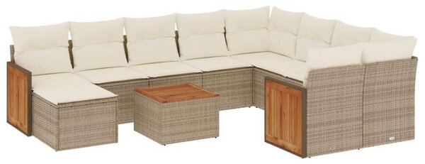 VidaXL Polyrattan Kerti Ülőgarnitúra - 11 részes - Bézs