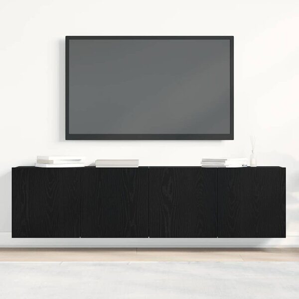 2 db fekete tölgyfa TV-szekrény 160 x 30 x 41 cm