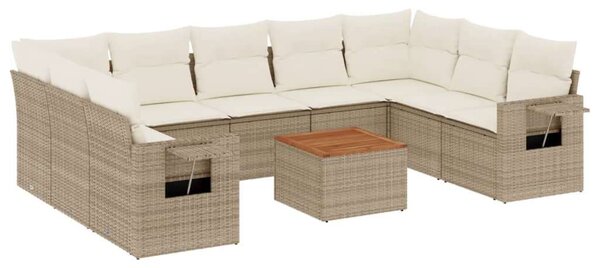 VidaXL Polyrattan Kerti Ülőgarnitúra - 10 részes - Bézs
