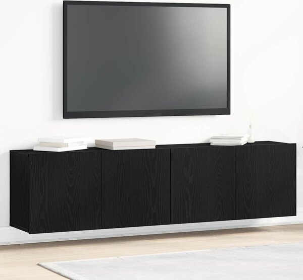 2 db fekete tölgyfa TV-szekrény 160 x 30 x 41 cm