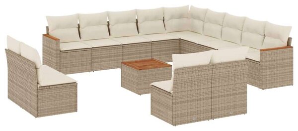 VidaXL Polyrattan Kerti Ülőgarnitúra - Bézs - 14 részes