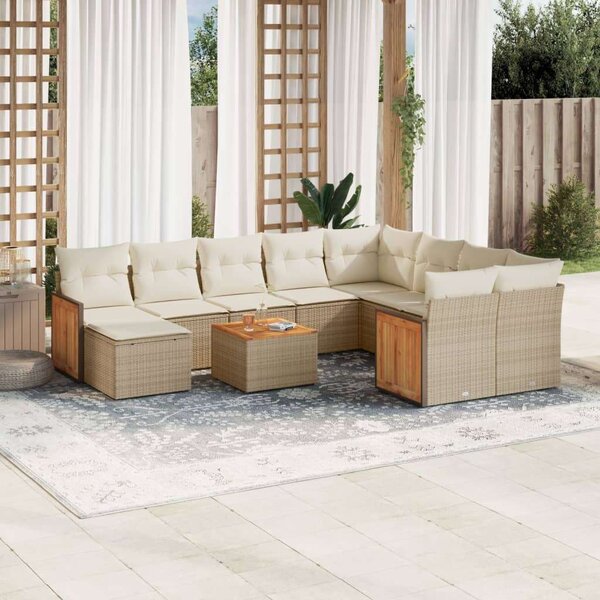 VidaXL Polyrattan Kerti Ülőgarnitúra - 11 részes - Bézs