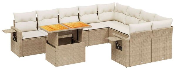 VidaXL Polyrattan Kerti Ülőgarnitúra - 10 részes - Bézs