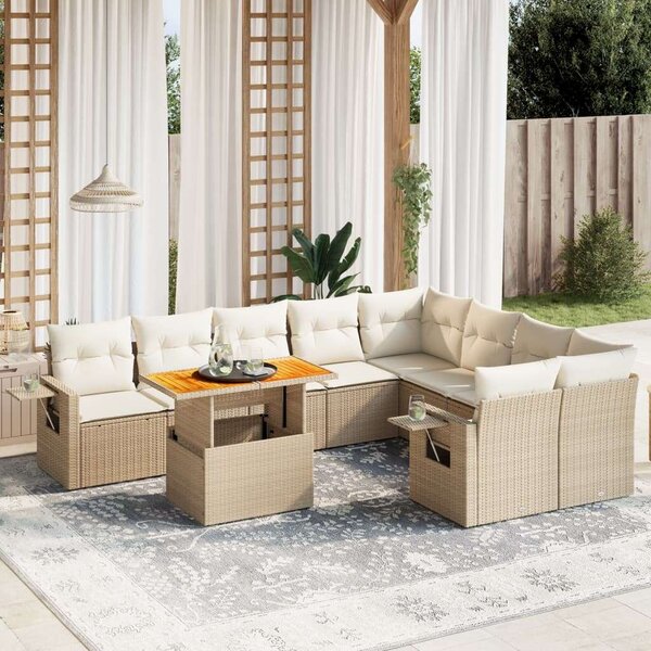 VidaXL Polyrattan Kerti Ülőgarnitúra - 10 részes - Bézs