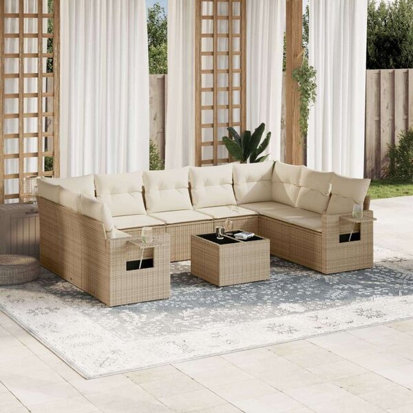 VidaXL Polyrattan Kerti Ülőgarnitúra - 10 részes - Bézs