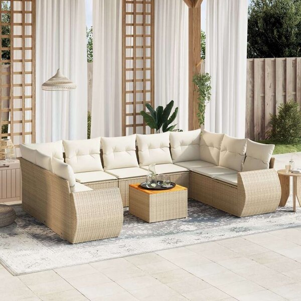 VidaXL Polyrattan Kerti Ülőgarnitúra - 10 részes - Bézs