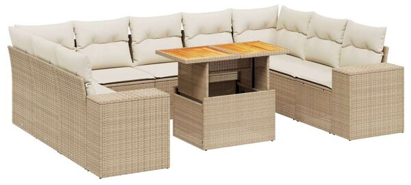 VidaXL Polyrattan Kerti Ülőgarnitúra - 10 részes - Bézs