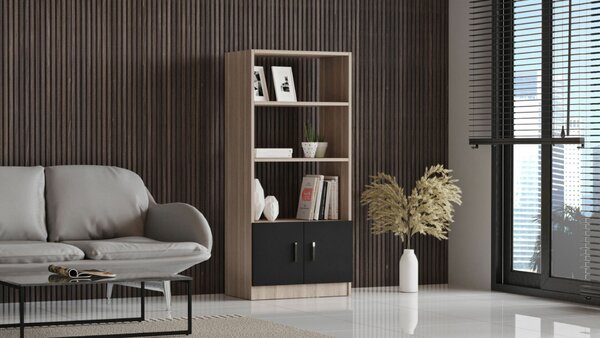 Hanah Home Könyvespolc Tölgy Fekete Vo4-Ob