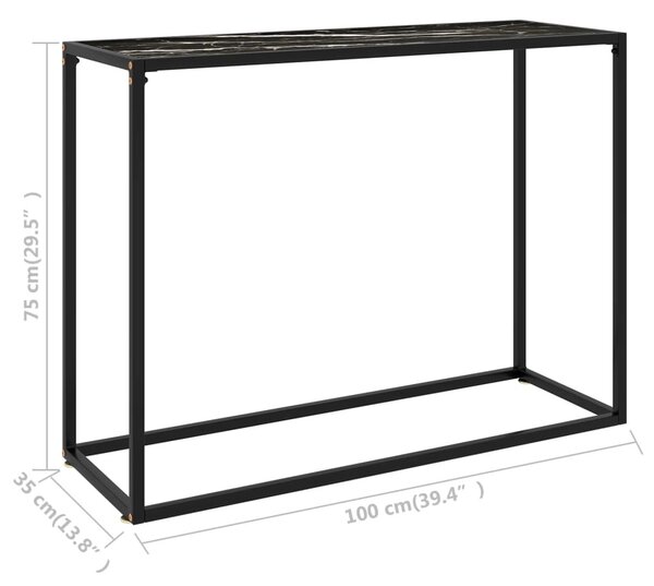 Fekete edzett üveg tálalóasztal 100 x 35 x 75 cm