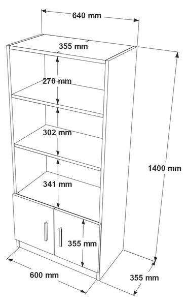 Hanah Home Könyvespolc Tölgy Fekete Vo4-Ob