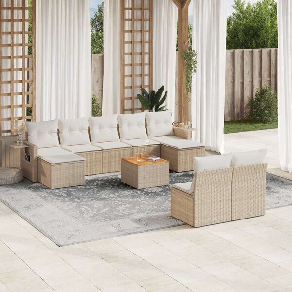 VidaXL Polyrattan Kerti Ülőgarnitúra - 10 részes - Bézs