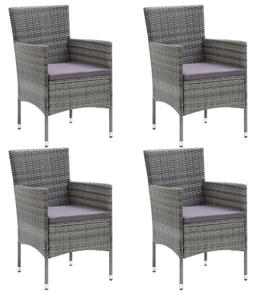 5 részes szürke polyrattan és üveg kerti étkezőgarnitúra