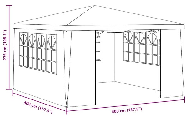 Kék rendezvénysátor oldalfalakkal 4 x 4 m 90 g/m²
