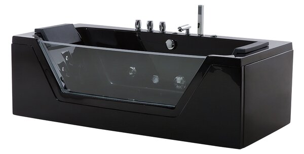 Sarok hidromasszázs kád LED világítással SAMANA 153 x 71 cm Fekete