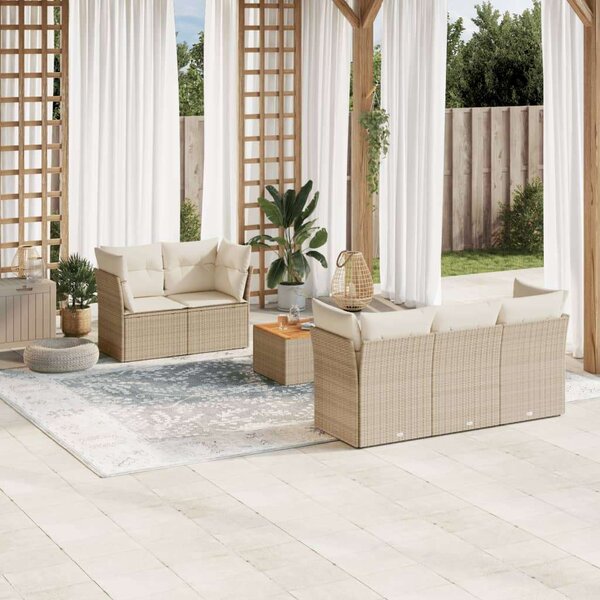 VidaXL Polyrattan Kerti Ülőgarnitúra - 6 részes - Bézs