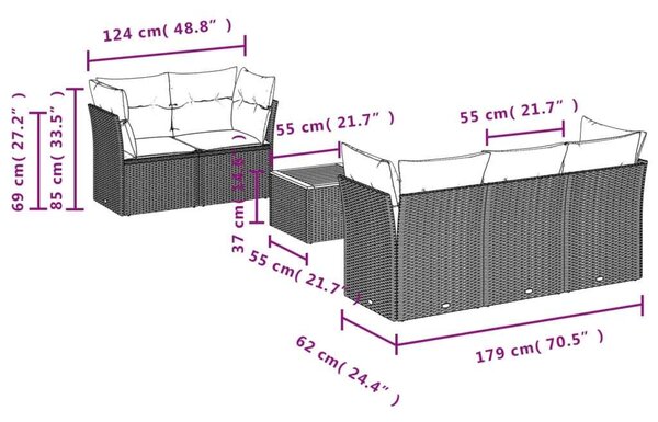 VidaXL Polyrattan Kerti Ülőgarnitúra - 6 részes - Bézs