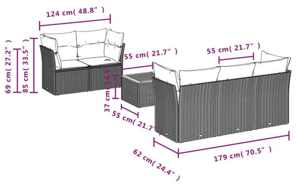 VidaXL Polyrattan Kerti Ülőgarnitúra - 6 részes - Bézs