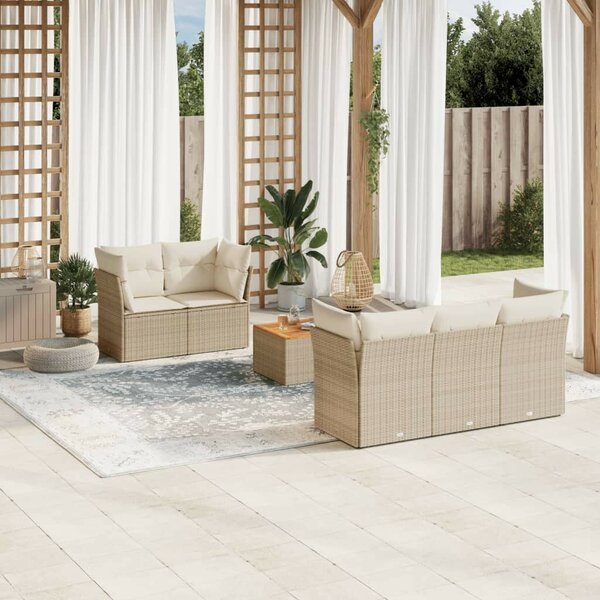 VidaXL Polyrattan Kerti Ülőgarnitúra - 6 részes - Bézs