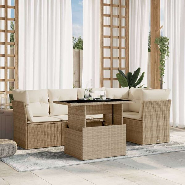 VidaXL Polyrattan Kerti Ülőgarnitúra - 6 részes - Bézs