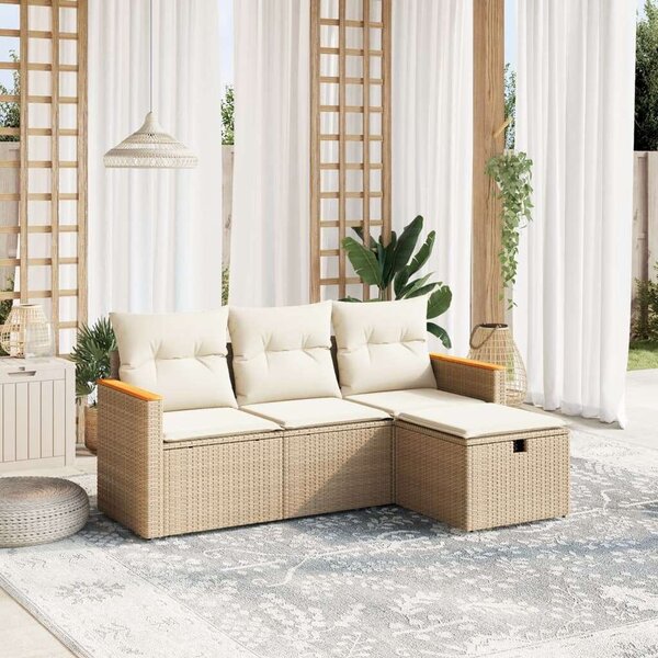 VidaXL Polyrattan Kerti Ülőgarnitúra - 4 részes - Bézs