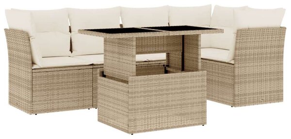 VidaXL Polyrattan Kerti Ülőgarnitúra - 6 részes - Bézs