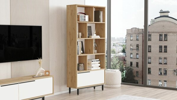 Hanah Home Könyvespolc Tölgy fehér ON4-SW