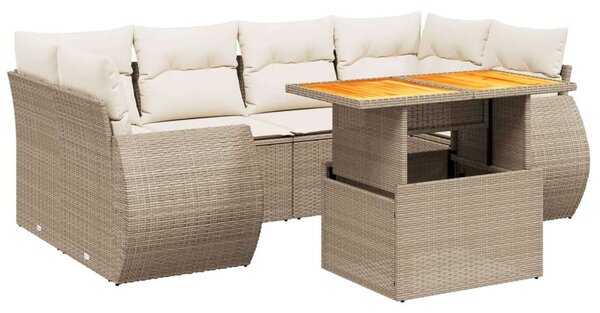 VidaXL Polyrattan Kerti Ülőgarnitúra - 7 részes - Bézs