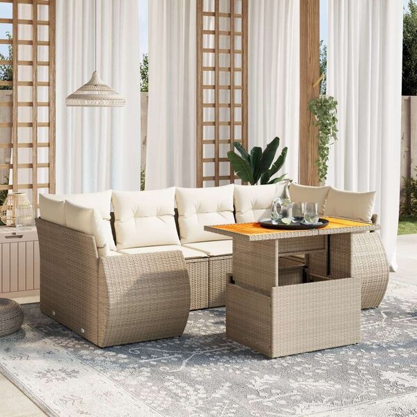 VidaXL Polyrattan Kerti Ülőgarnitúra - 7 részes - Bézs