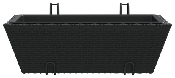 2 db fekete polyrattan növénytartó horoggal