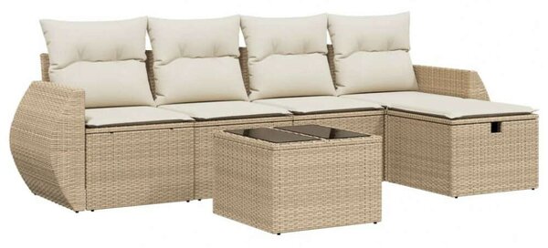 VidaXL Polyrattan Kerti Ülőgarnitúra - 6 részes - Bézs