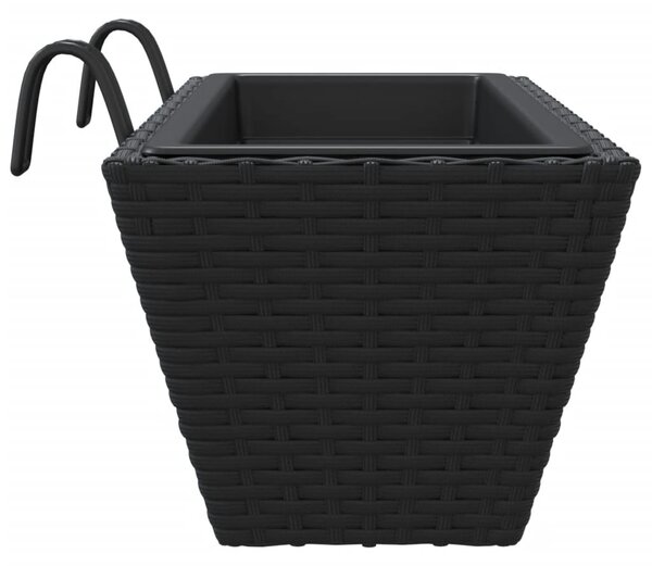 2 db fekete polyrattan növénytartó horoggal