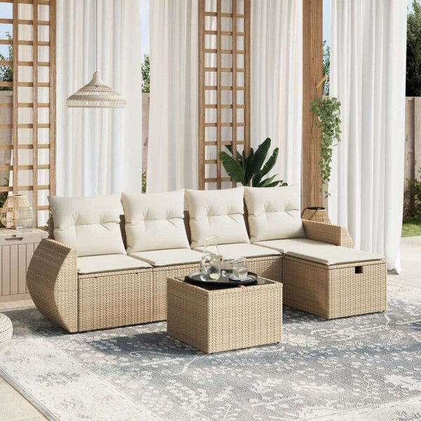 VidaXL Polyrattan Kerti Ülőgarnitúra - 6 részes - Bézs