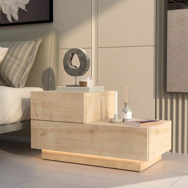 Hanah Home Nightstand Sapphire Oak Kayra - Sapphire Oak