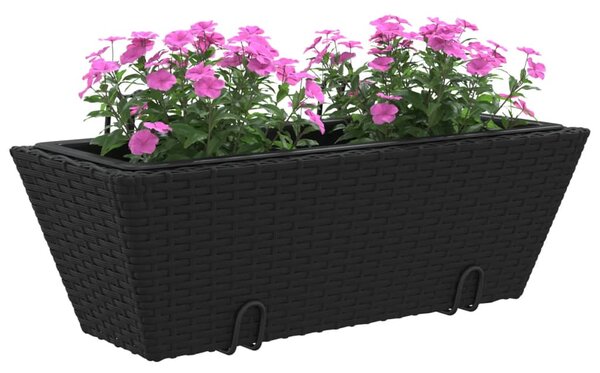 2 db fekete polyrattan növénytartó horoggal
