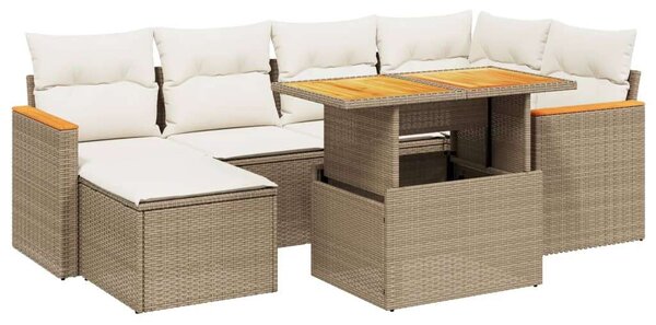 VidaXL Polyrattan Kerti Ülőgarnitúra - 7 részes - Bézs