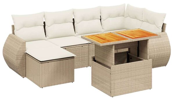 VidaXL Polyrattan Kerti Ülőgarnitúra - 7 részes - Bézs