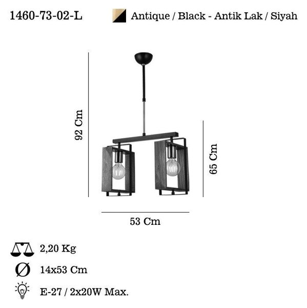 Opviq Antik Fekete Csillár Karo - 73-02-L