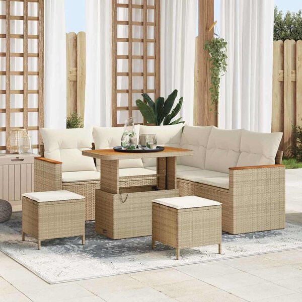 VidaXL Kerti Kanapé Szett 8 pcs Bézs polirattan