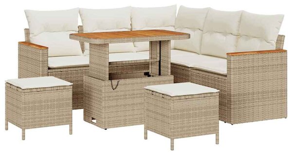 VidaXL Kerti Kanapé Szett 8 pcs Bézs polirattan