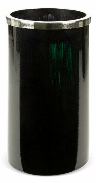 Capri műüveg váza fém peremmel Fekete/zöld 19x19x33 cm