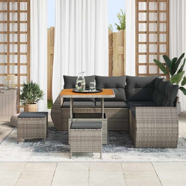 VidaXL Kerti Kanapé Szett 8 pcs Szürke polirattan