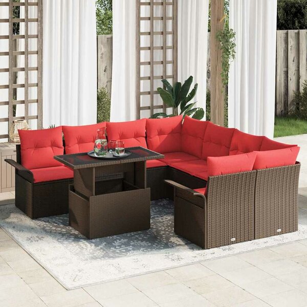 VidaXL Kerti Kanapé Szett 9 db Barna [Műanyag]: Poly Rattan