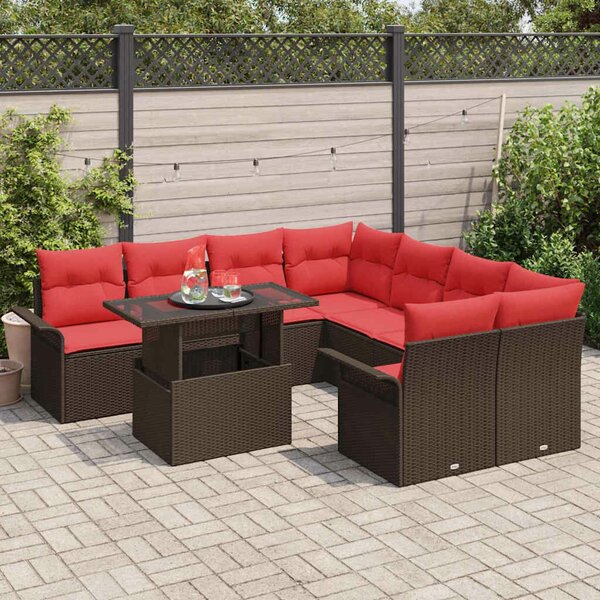 VidaXL Kerti Kanapé Szett 9 db Barna [Műanyag]: Poly Rattan