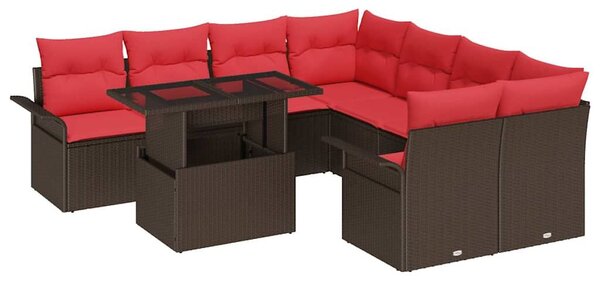 VidaXL Kerti Kanapé Szett 9 db Barna [Műanyag]: Poly Rattan