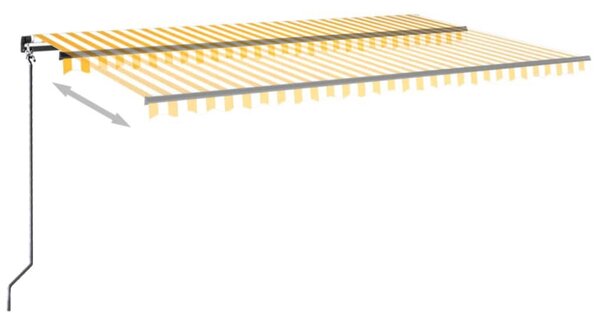 Sárga és fehér kézzel kihúzható LED-es napellenző 500x300 cm